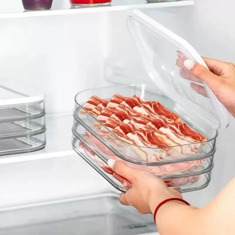 Stackable Meat Containers with Clear Lids