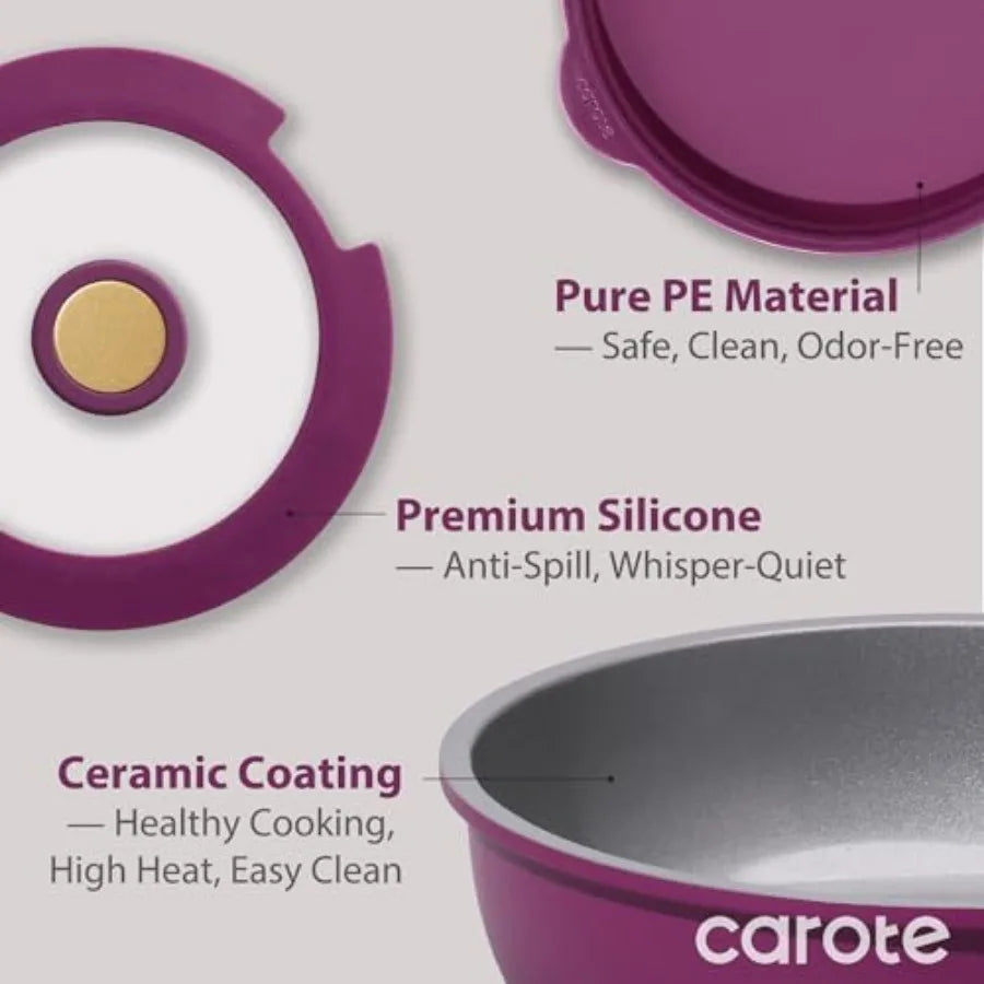 Ceramic Pots and Pans Set with Detachable Handle