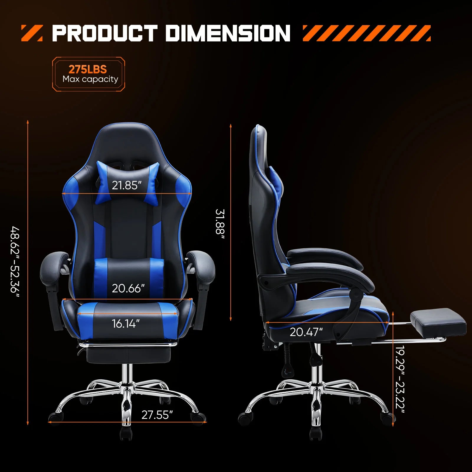 Adjustable Swivel Ergonomic Racing Gaming Chair with Lumbar Support