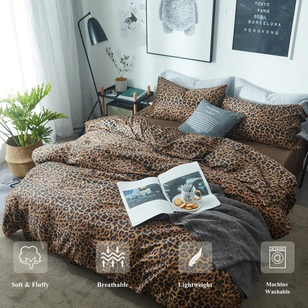 King Leopard Print Comforter Set