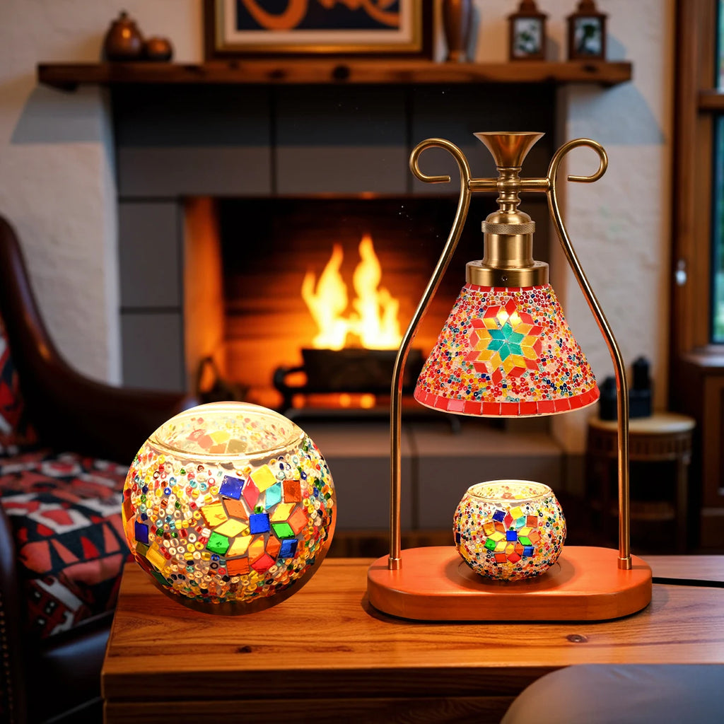 Bohemian Hand-Colored Glass Bedside Lamp
