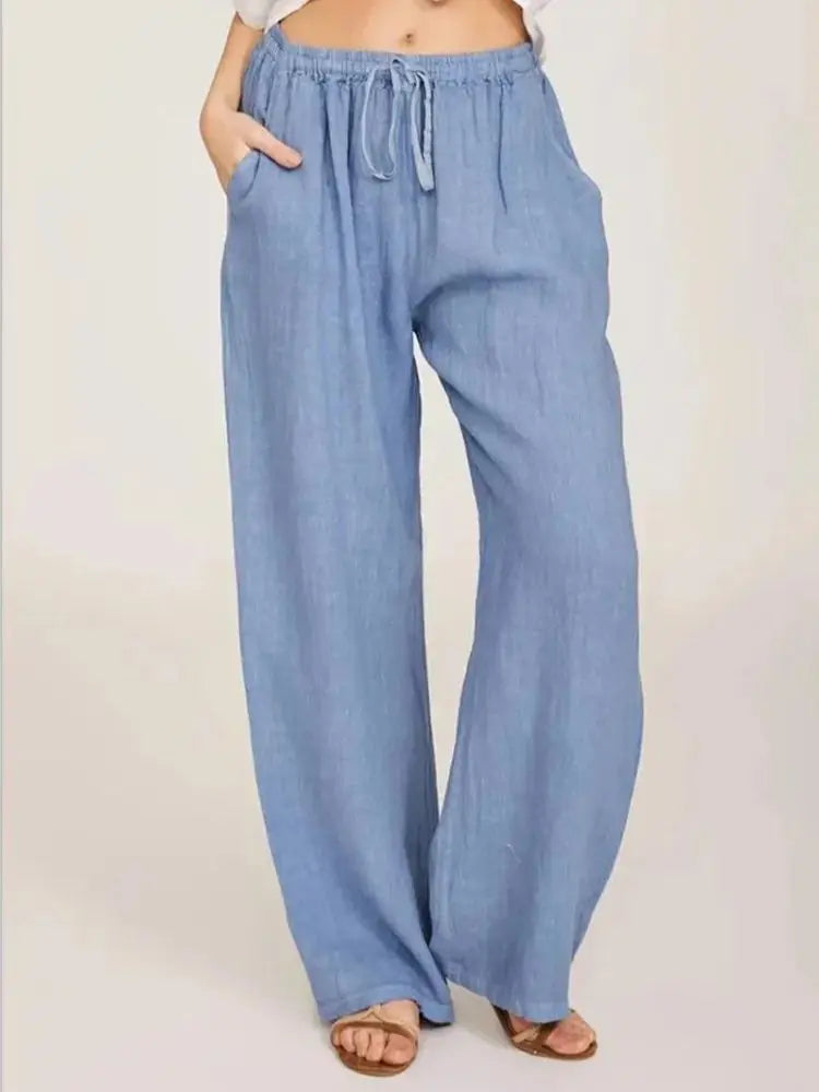 Women’s Cotton Linen Wide Straight Leg Pants