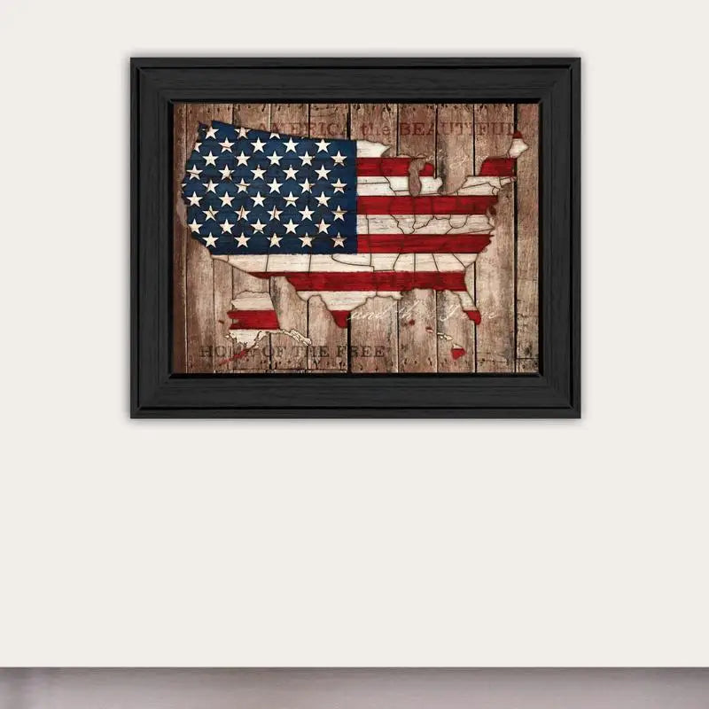 America the Beautiful Framed Wall Art Poster - Ready to Hang, Black Frame