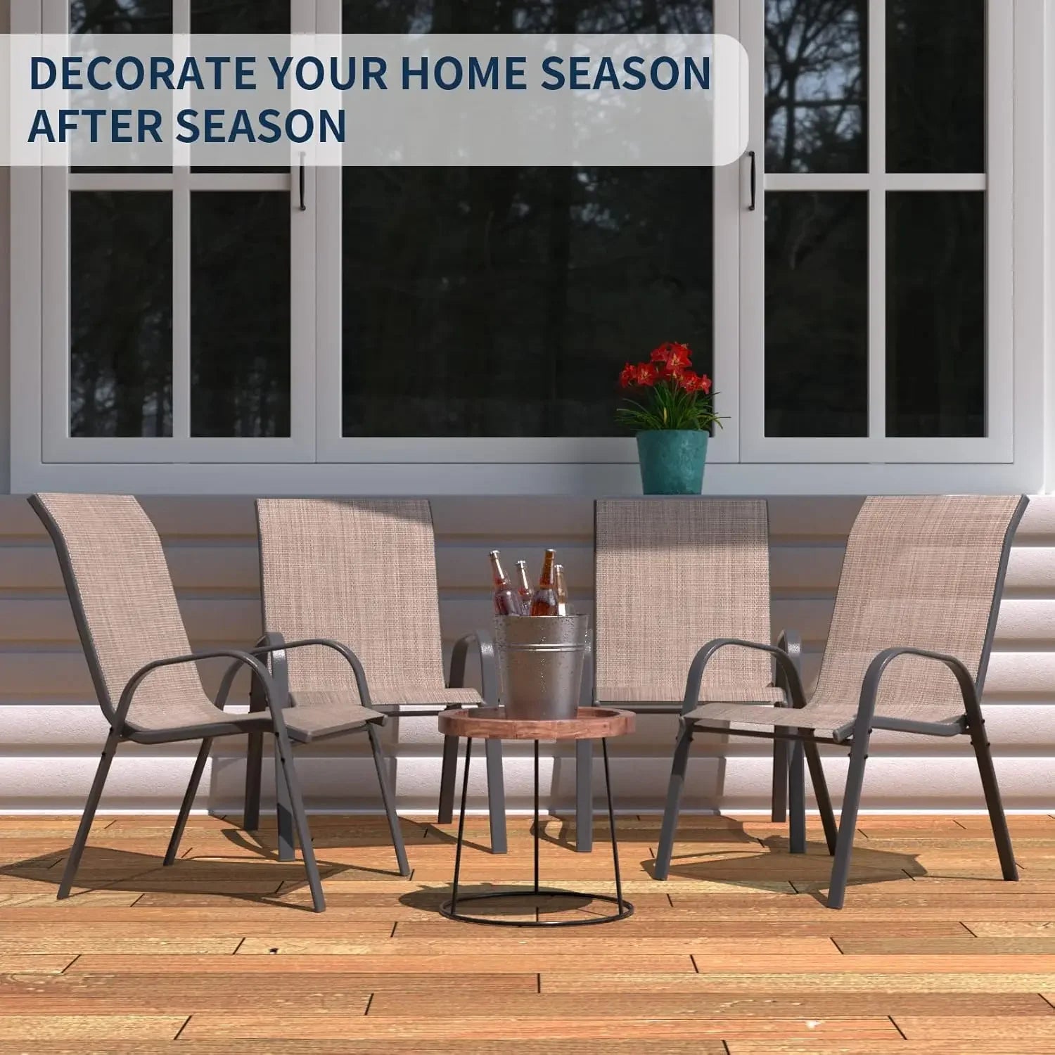 Patio Chairs Set of 4 – Outdoor Stackable Dining Chairs for All-Weather Use