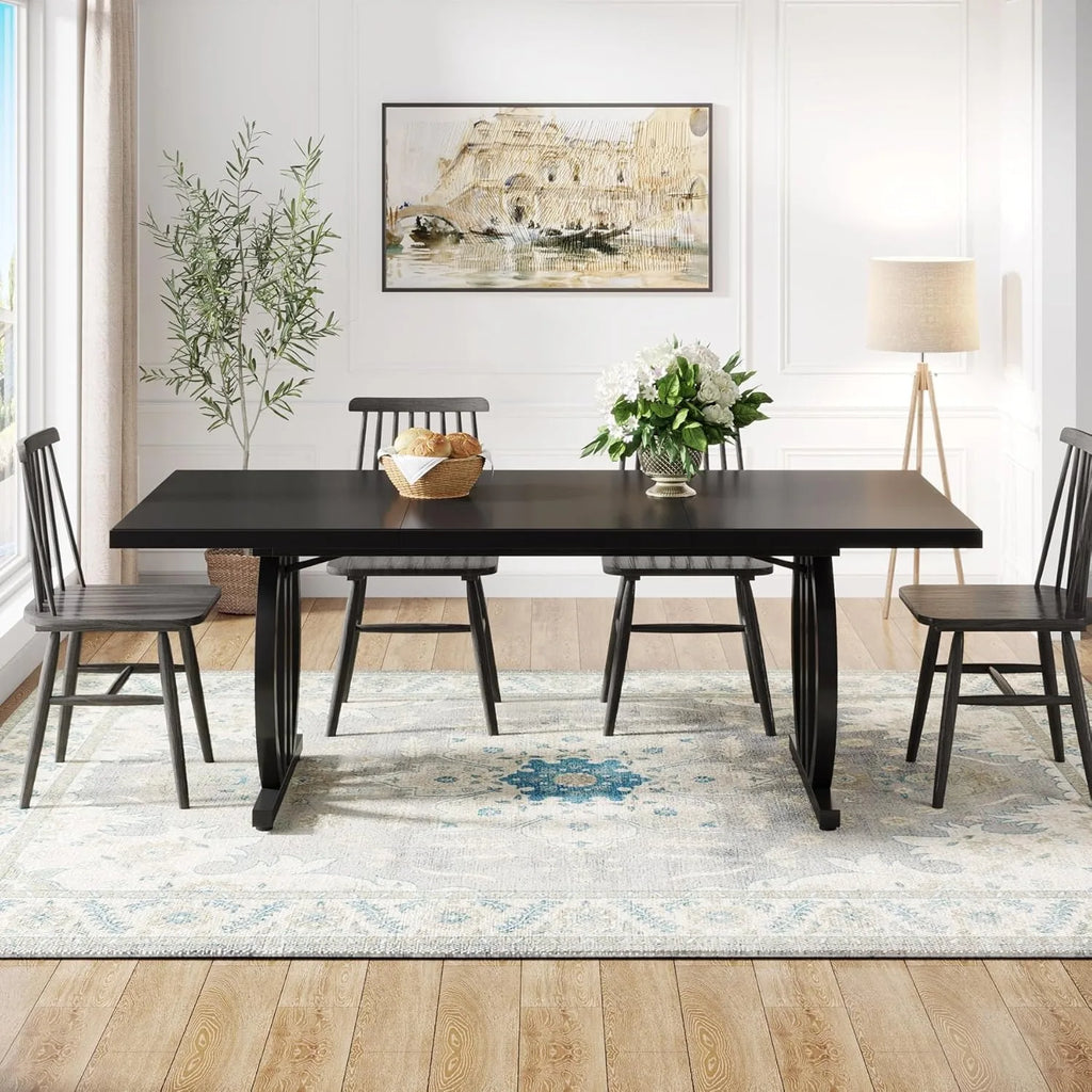 Modern Dining Table for 4-6 People – 63" Large Rectangular Kitchen & Dining Table