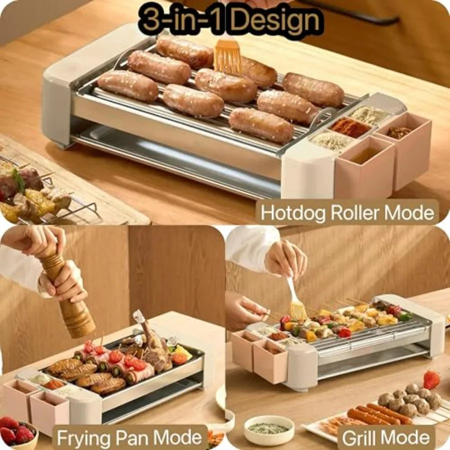 3-in-1 Hot Dog Roller Grill & Griddle