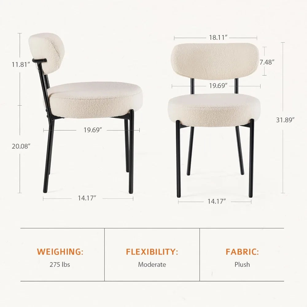 Set of 4 Boucle Upholstered Dining Chairs