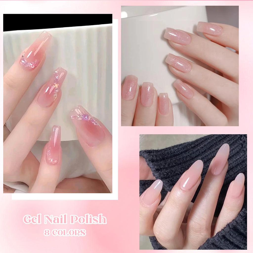 8PCS Nude Jelly Gel Nail Polish Set