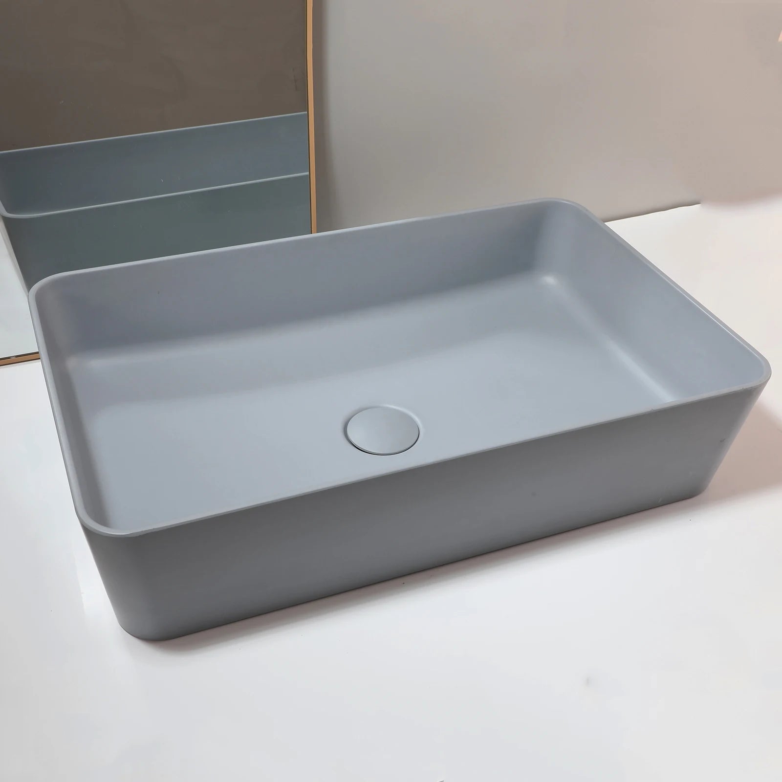 22" Rectangle Stone Resin Sink without Faucet, Above Counter