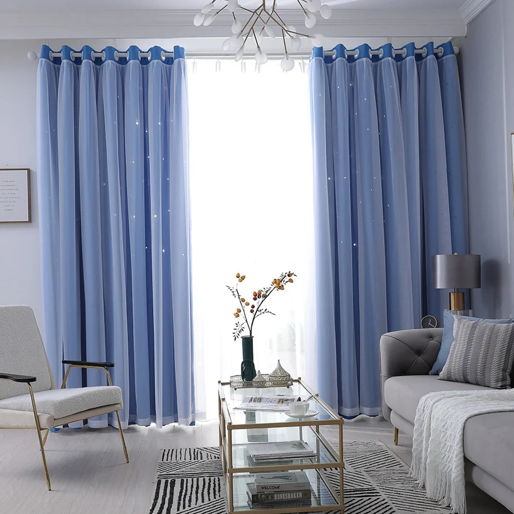 Hollow Out Star Curtain – Functional Room Darkening Drape (1 Panel, 40"x84")