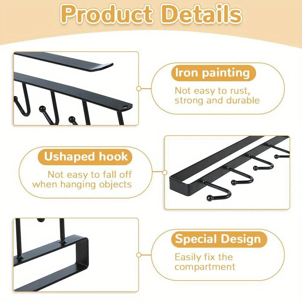 1pc 6 Hooks Storage Rack