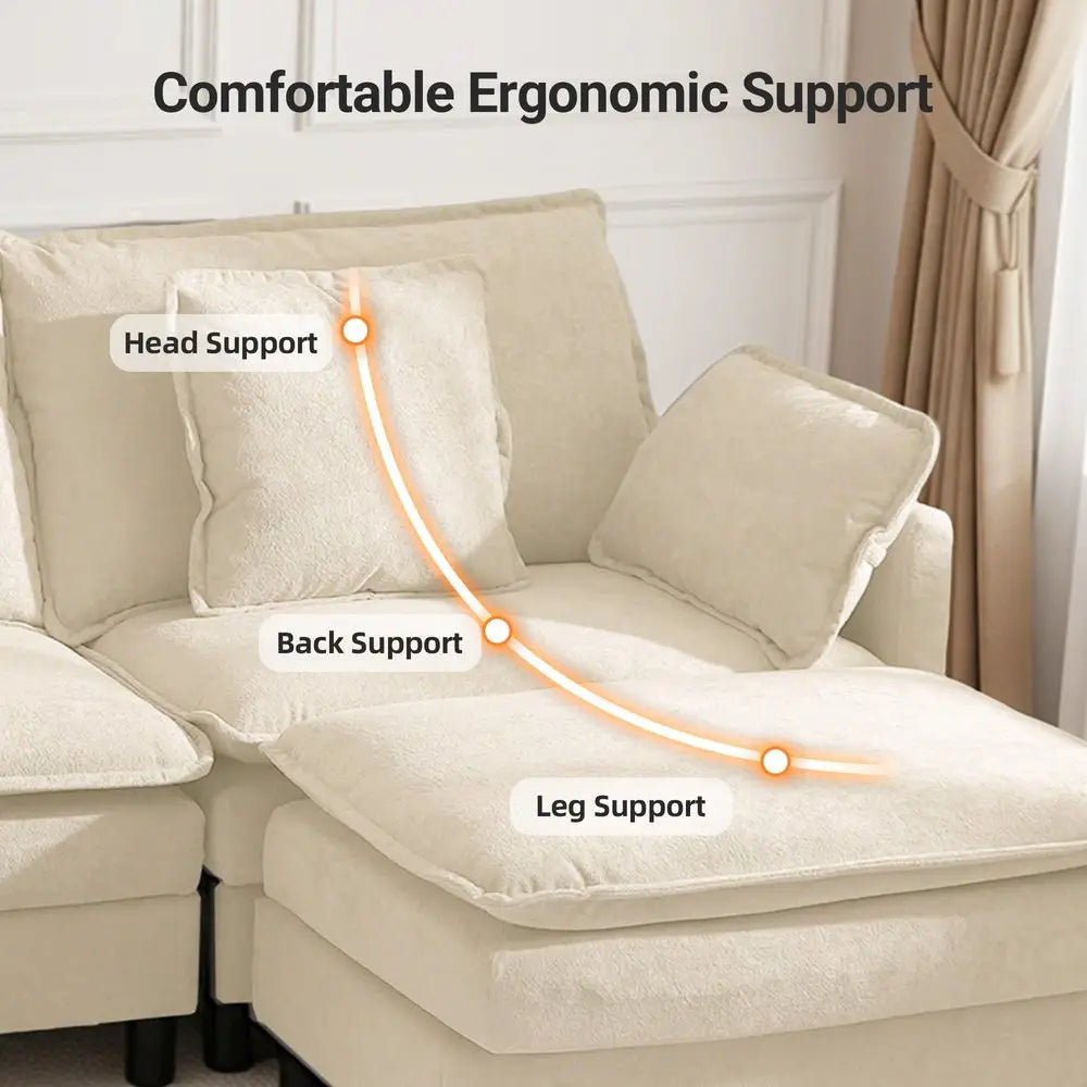 Modular Sectional Sofa with Ottoman –  U-Shaped