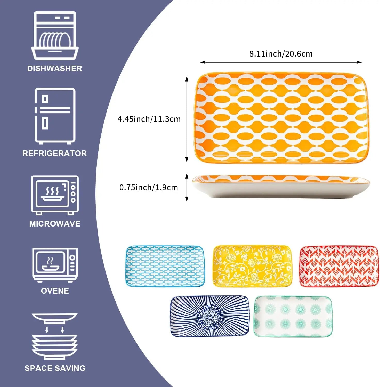 Rectangle Serving Plates Set – 8" Ceramic Dinner & Appetizer Platters