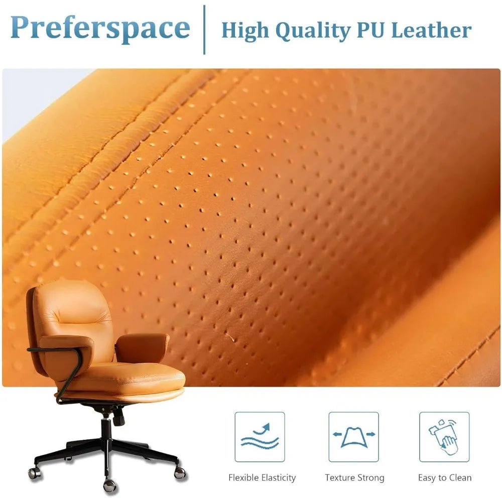 Ergonomic Desk Chair PU Leather, Swivel, Adjustable with Lumbar Support