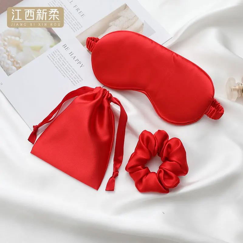 3-Piece Women’s Imitated Silk Sleep Eye Mask Set