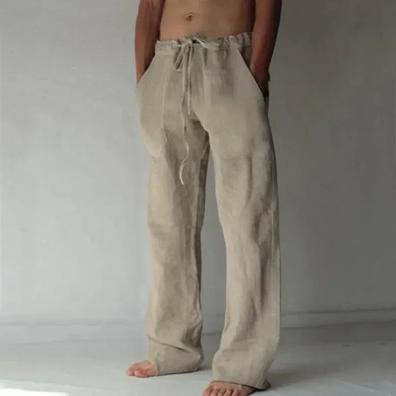 Men's Cotton Linen Baggy Casual Pants – Breathable Everyday Comfort