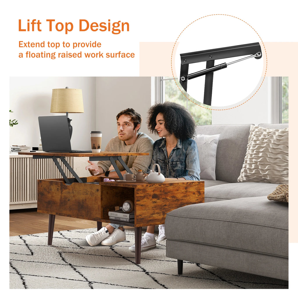 Lift-Top Coffee Table with Adjustable Storage