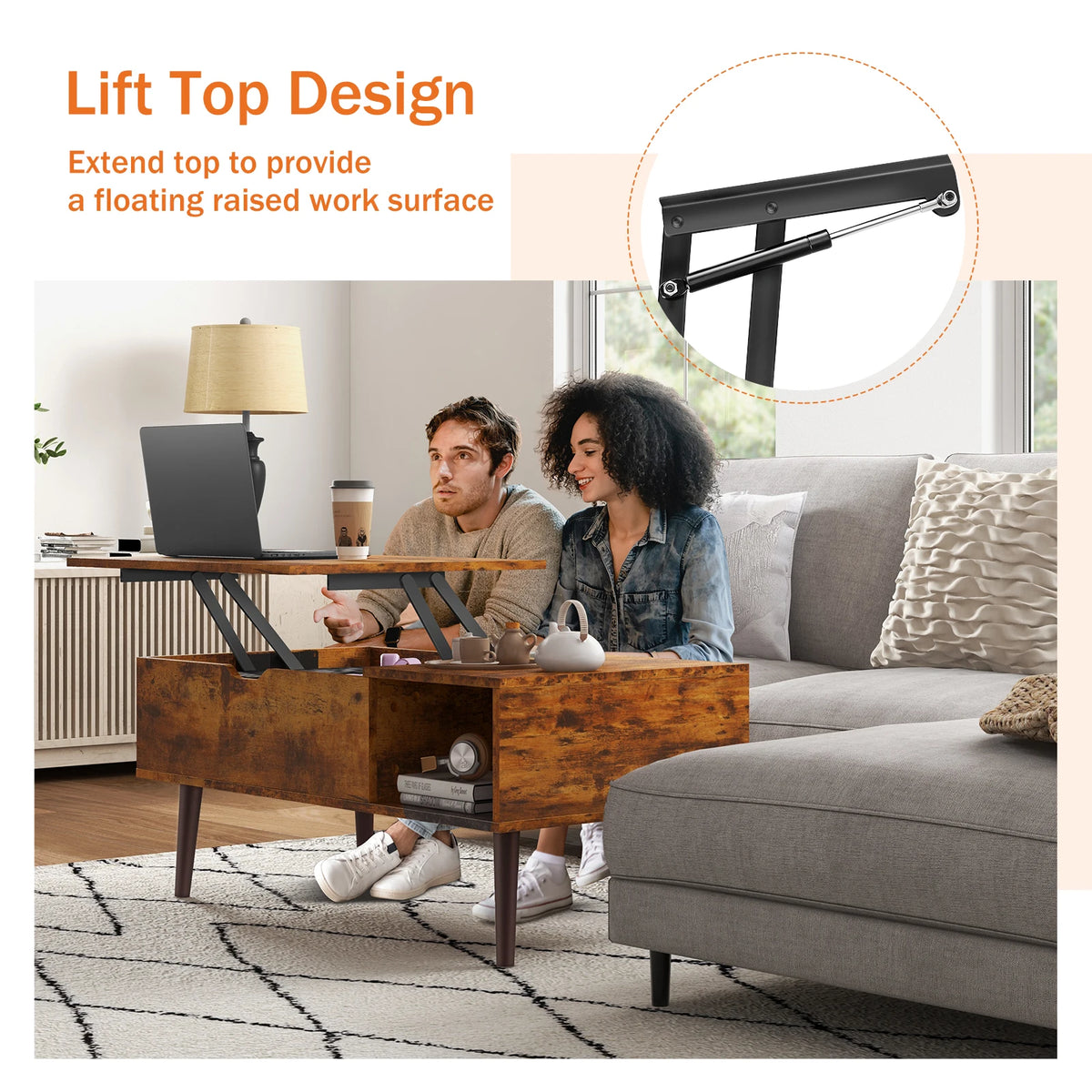 Lift-Top Coffee Table with Adjustable Storage