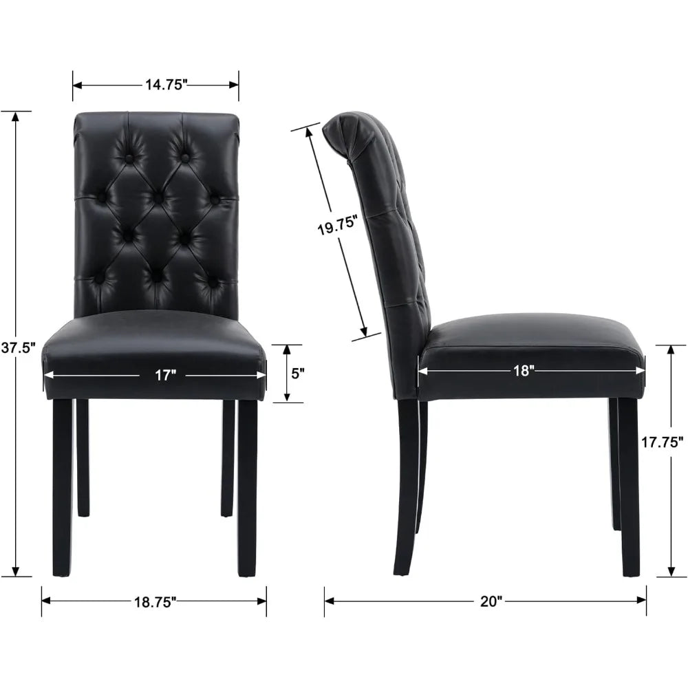 Set of 4 PU Leather Upholstered Dining Chairs