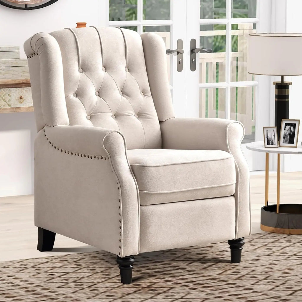 Push Back Recliner Lounge Chair, Fabric with Padded Seat