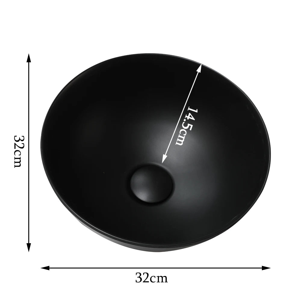 13" Round Stone Resin Vessel Sink with Drain Combo – Above Counter