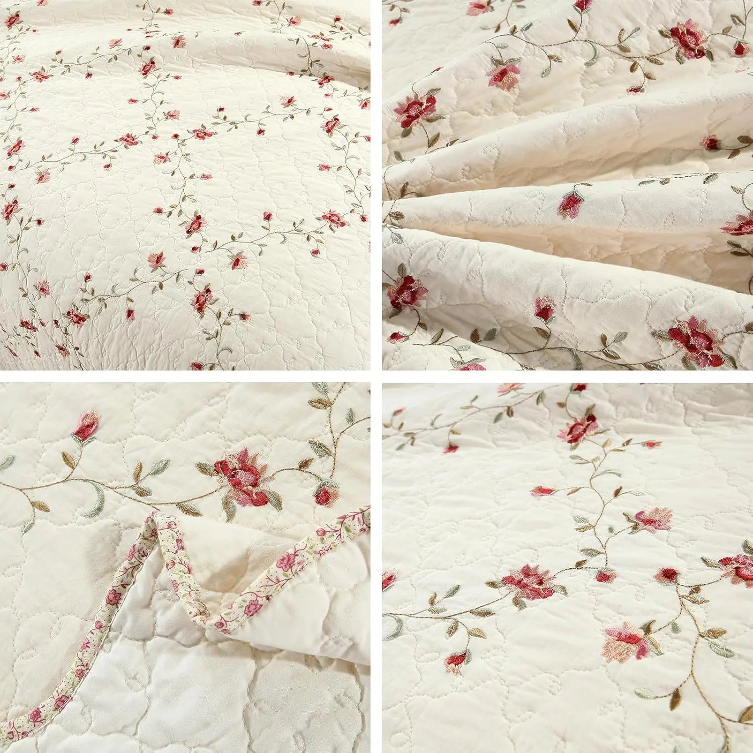 Floral Embroidered Bedspread Set