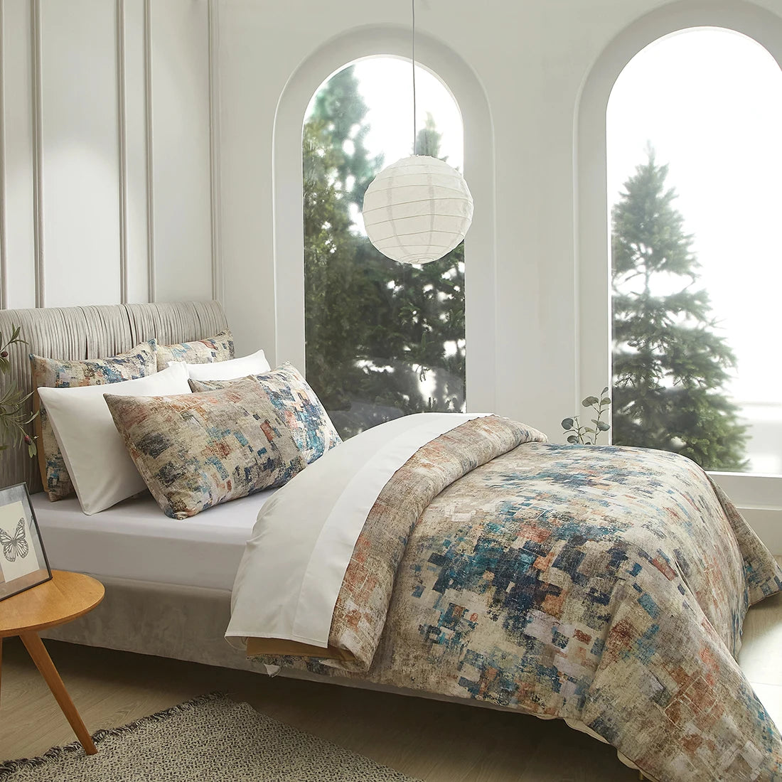 Blue Bohemian Country Floral Patchwork Quilt Bedding Set