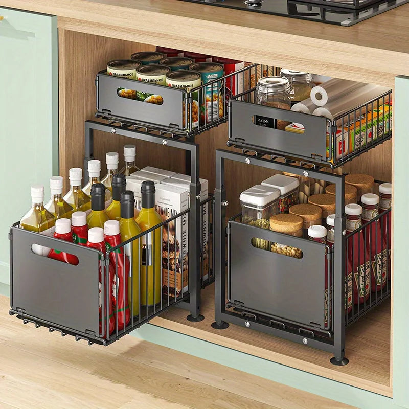 2-Tier Slide-Out Cabinet Organizer – Heavy Duty