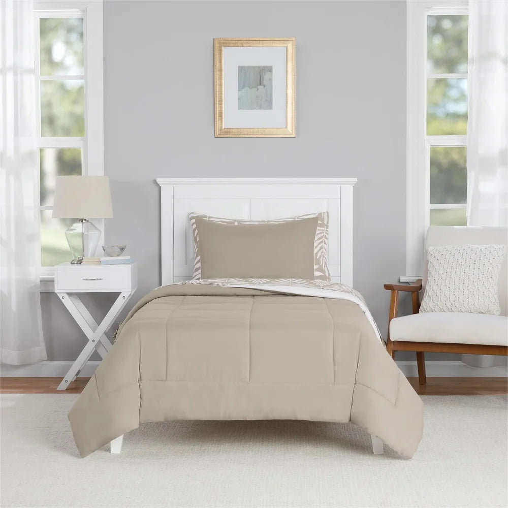 5 Piece Reversible Comforter Set, Twin XL, Machine Washable