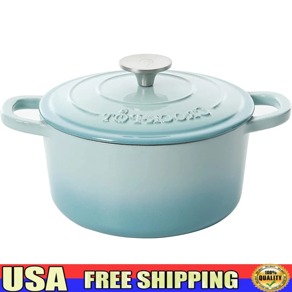 5 Quart Nonstick Enamel Cast Iron Dutch Oven, Induction Compatible