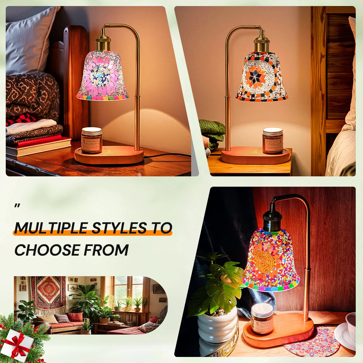 Bohemian Style Hand-Colored Glass Bedside Lamp – 3 Colors