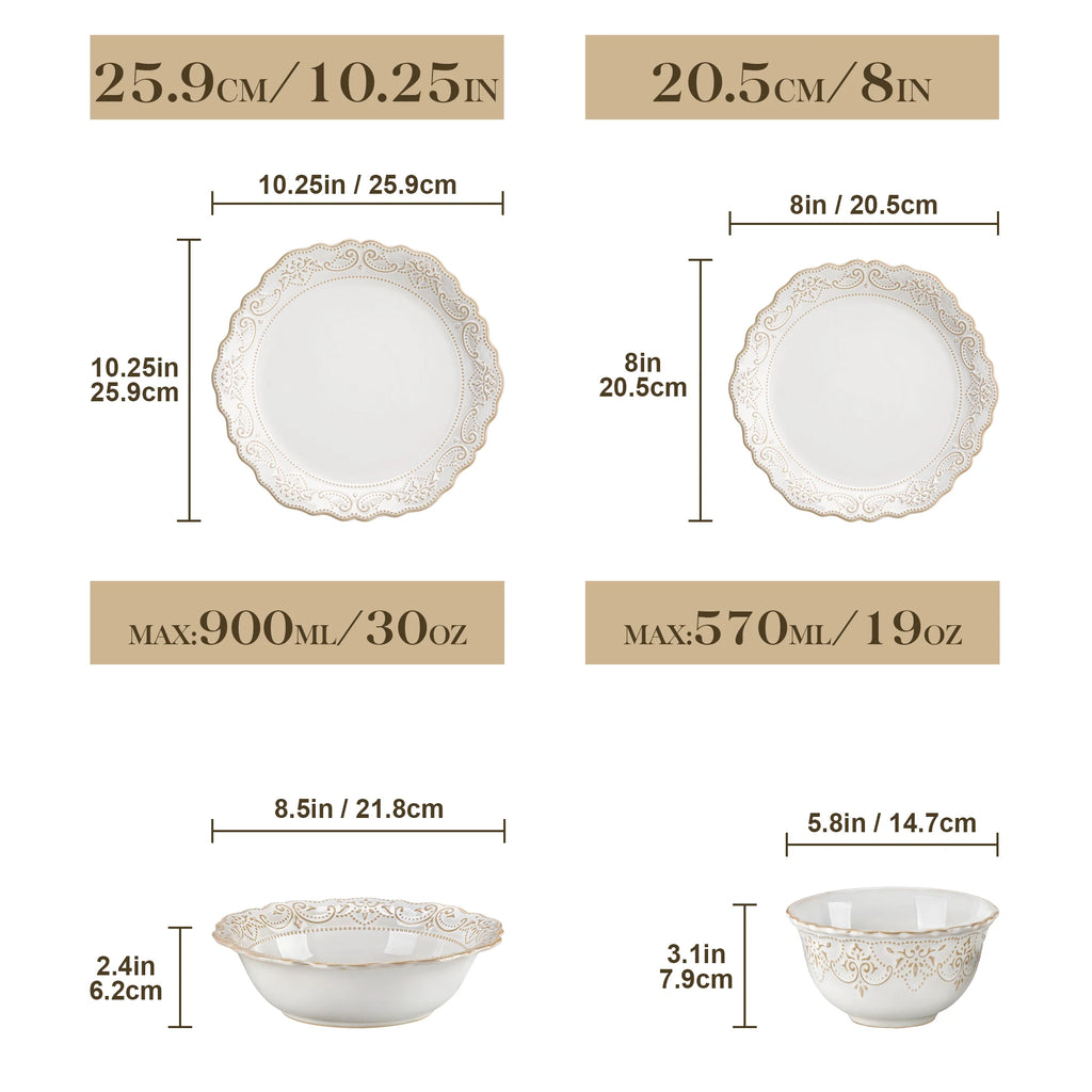 Elegant White Stoneware Dinnerware Set