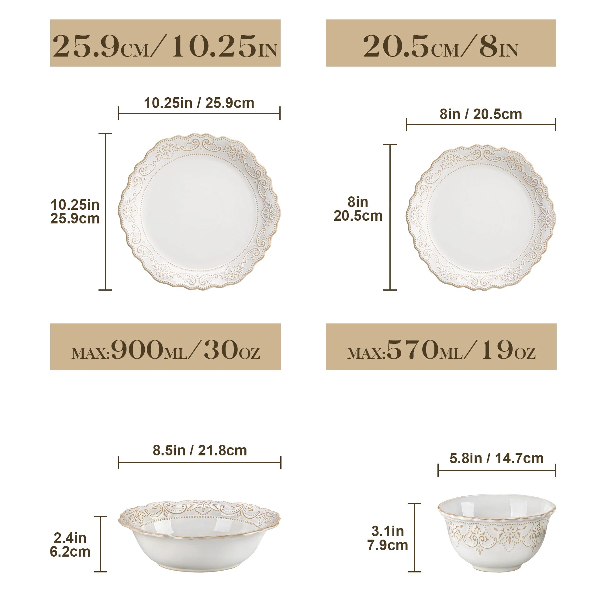 Elegant White Stoneware Dinnerware Set