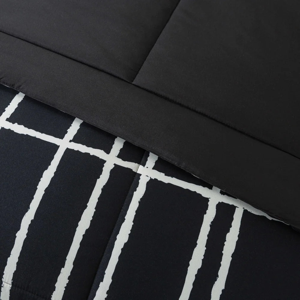 7-Piece Reversible Black & White Checker Comforter Set