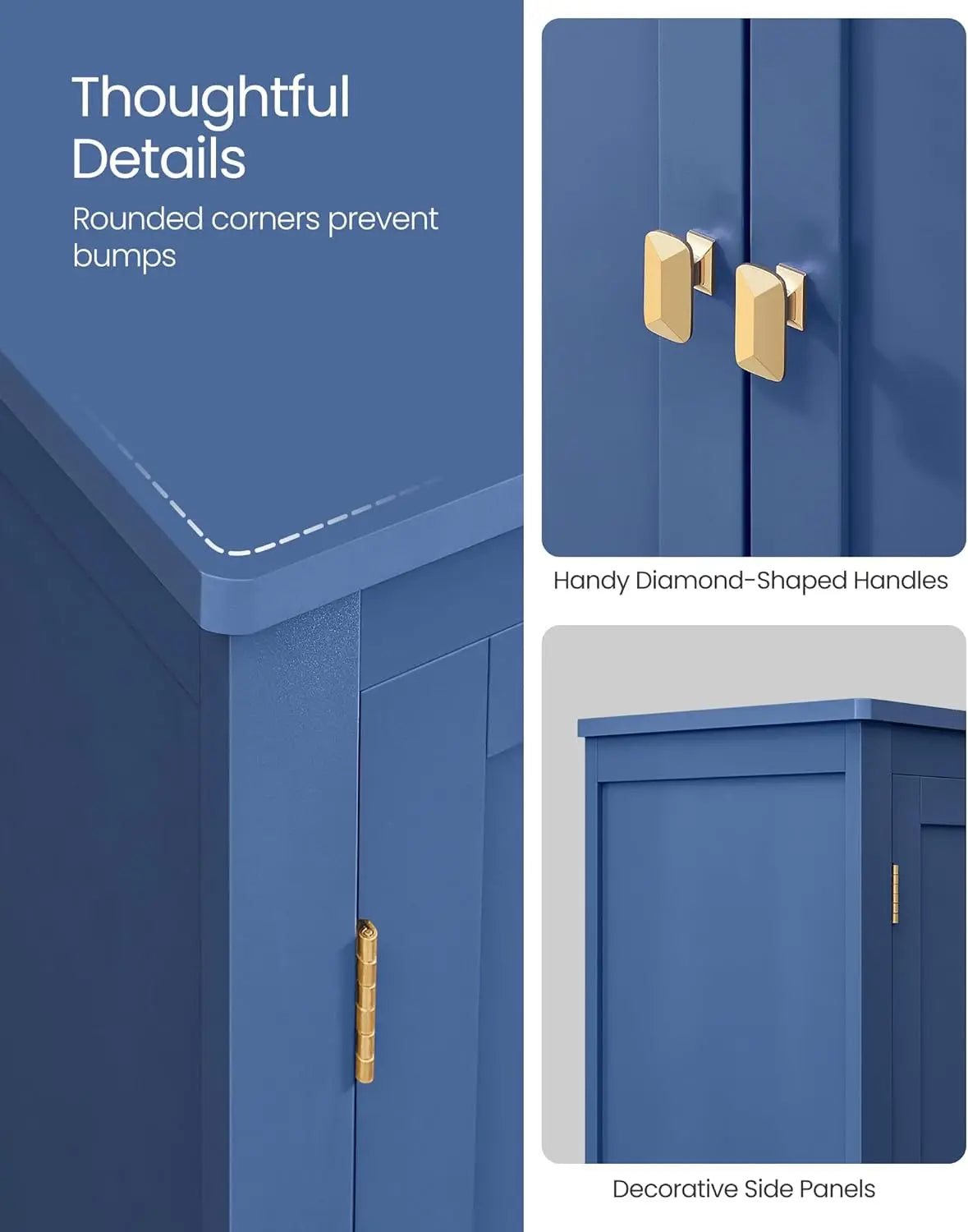 Bathroom Storage Cabinet with 4 Doors, Adjustable Shelves, 11.8 x 23.6 x 43.3