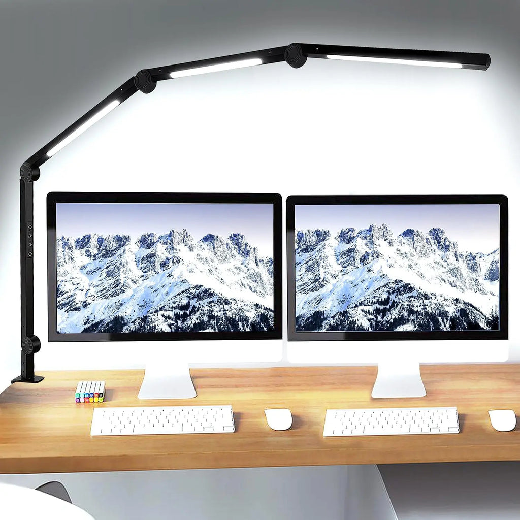 LED Flexible Desk Lamp with Swing Arm – 4 Sections, 3 Light Sources, 4 Color Modes & 5 Brightness Levels