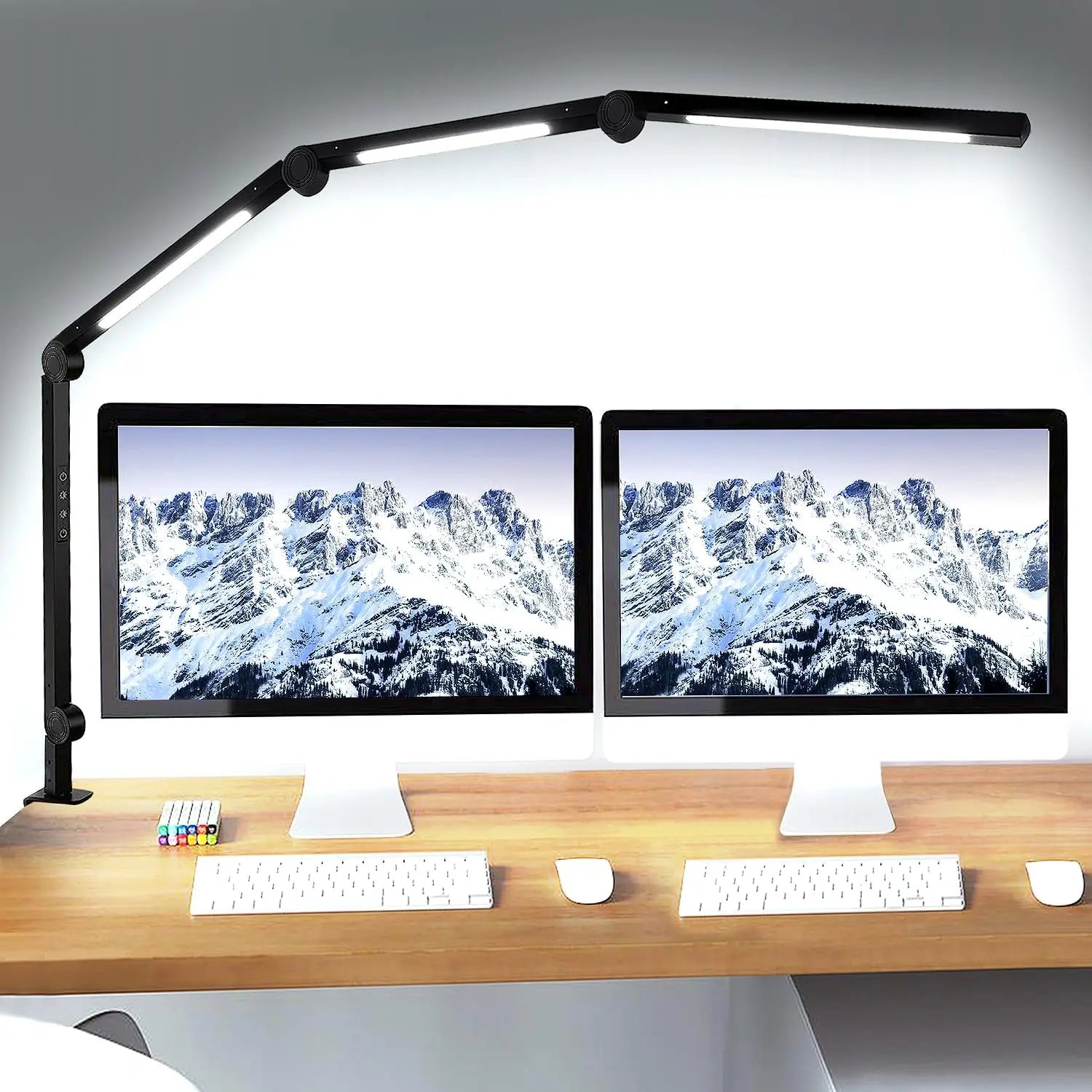LED Flexible Desk Lamp with Swing Arm – 4 Sections, 3 Light Sources, 4 Color Modes & 5 Brightness Levels