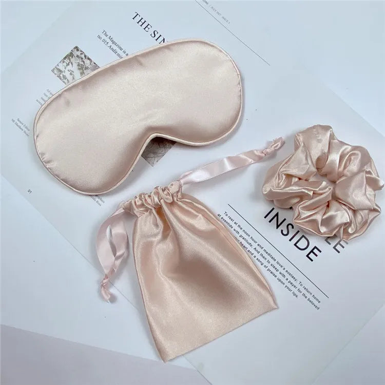 3-Piece Women’s Imitated Silk Sleep Eye Mask Set