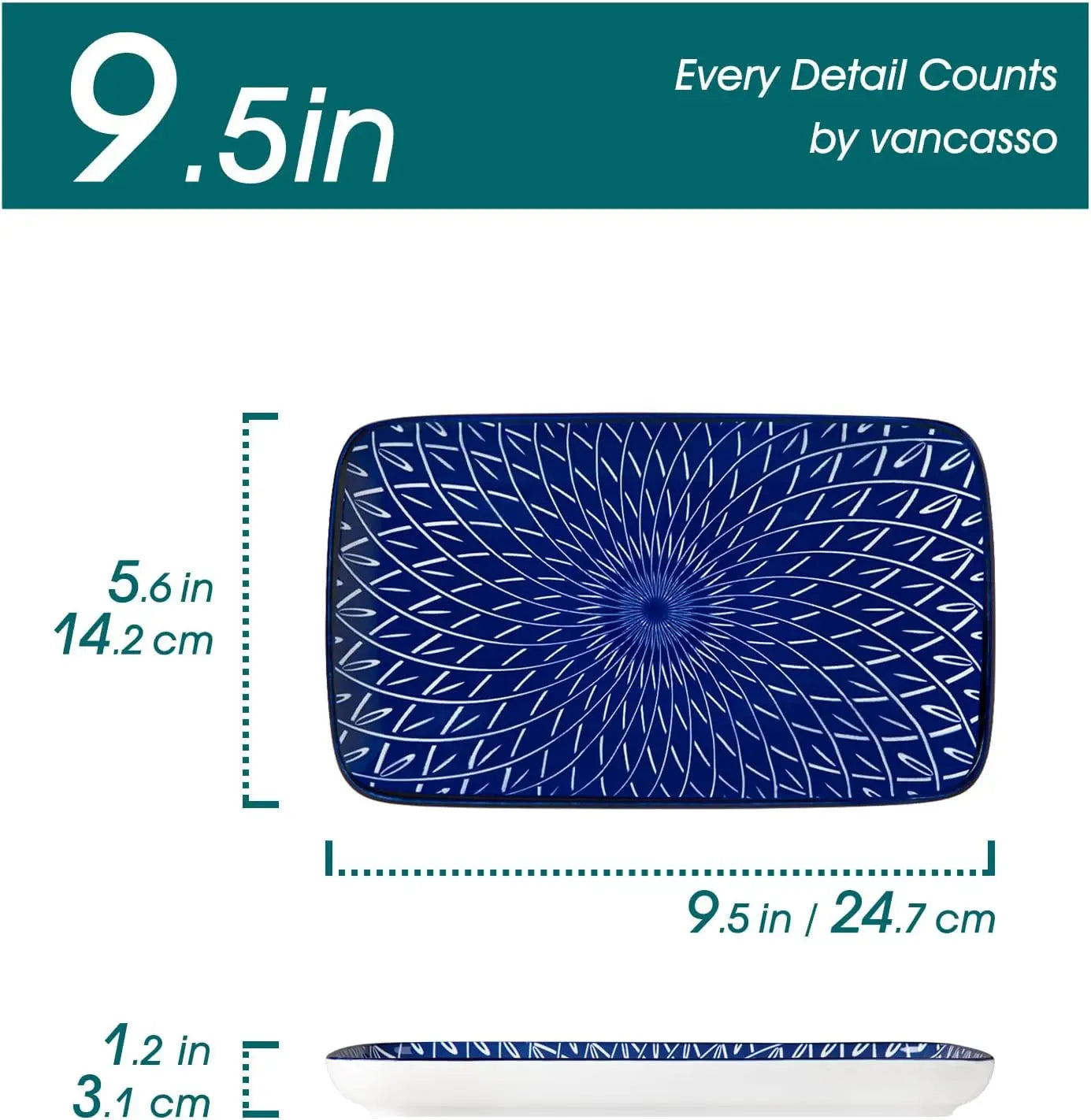 9.5-Inch Rectangular Dinner Plates – Set of 6