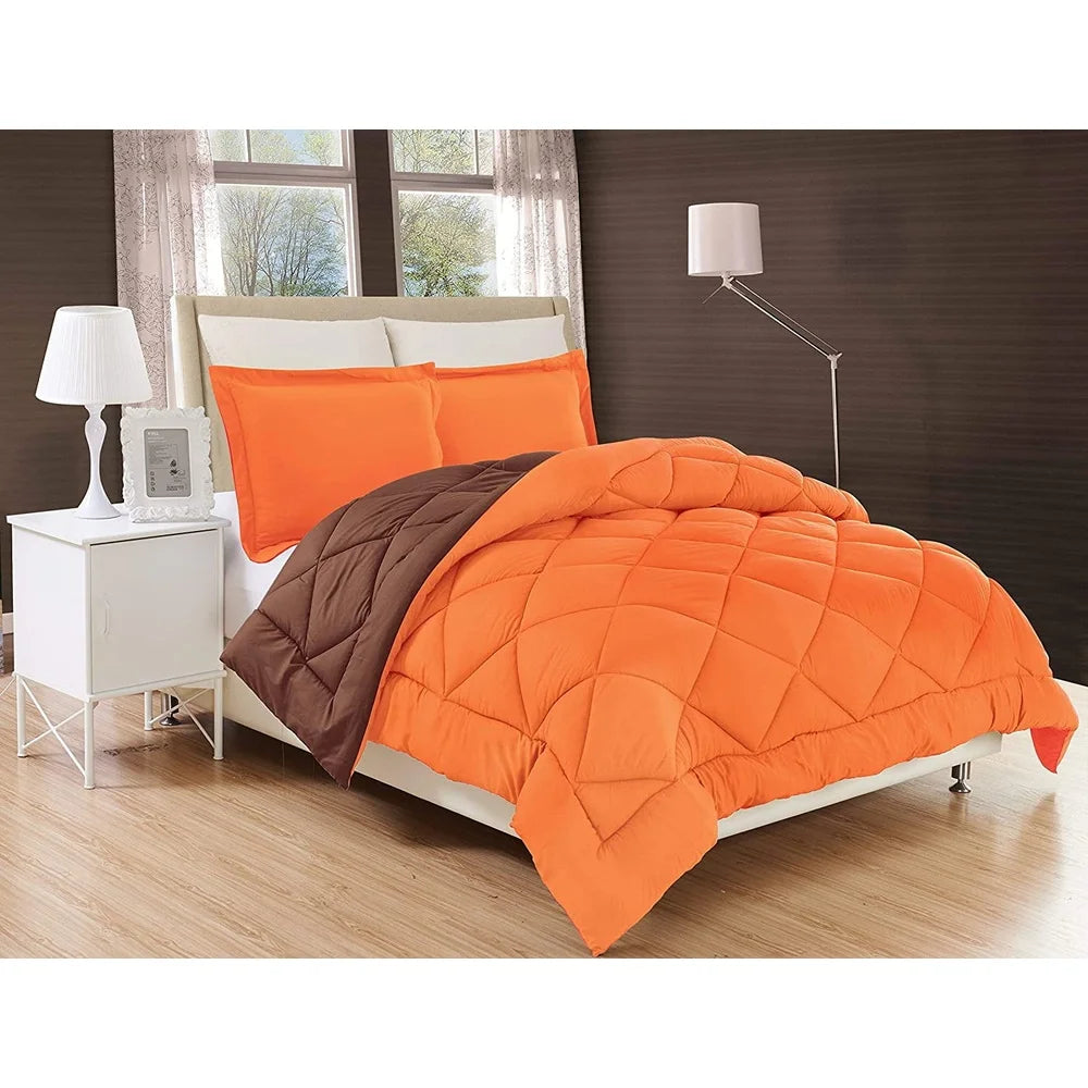 Reversible 3-Piece Twin Comforter Set – Soft Microfiber with Diamond Stitching