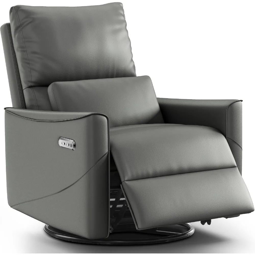 Power Swivel Rocker Recliner Chair with Lumbar Support & USB