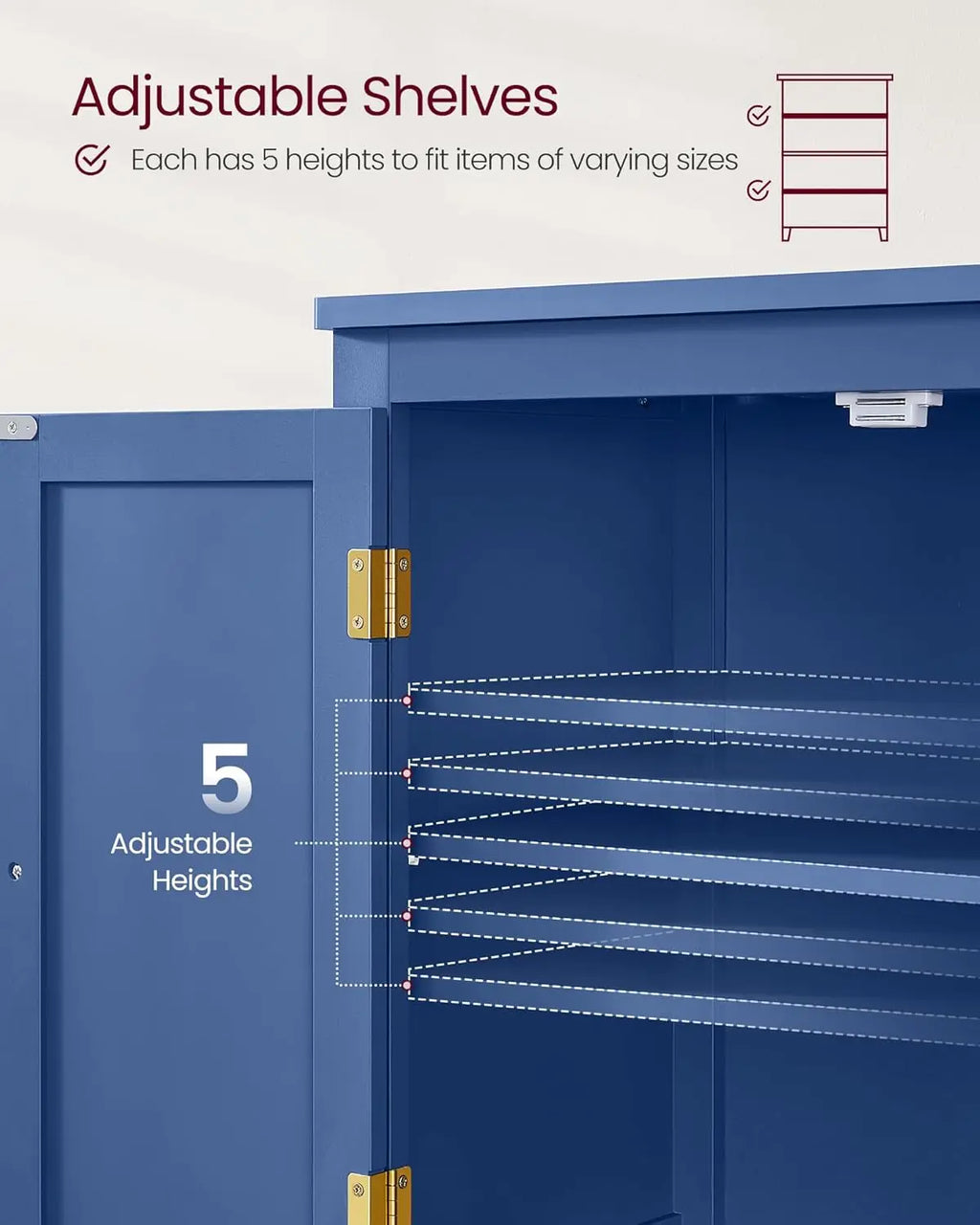 Bathroom Storage Cabinet with 4 Doors, Adjustable Shelves, 11.8 x 23.6 x 43.3