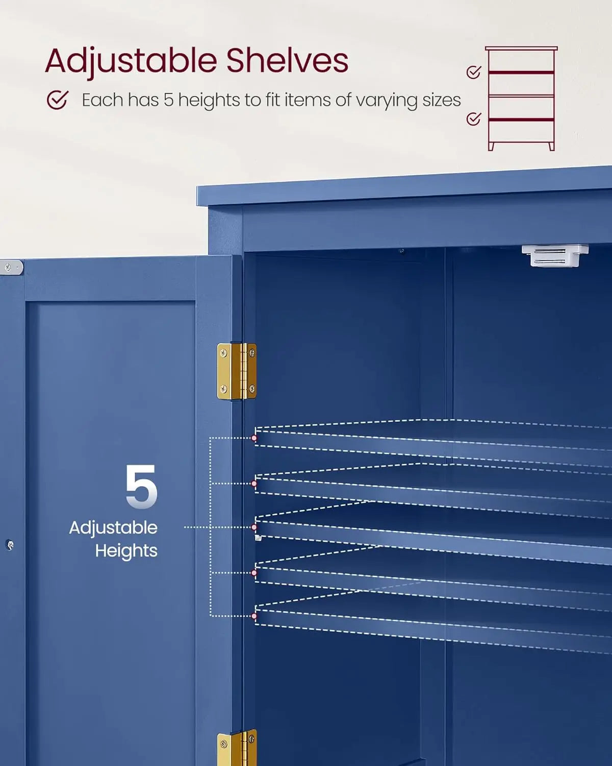 Bathroom Storage Cabinet with 4 Doors, Adjustable Shelves, 11.8 x 23.6 x 43.3
