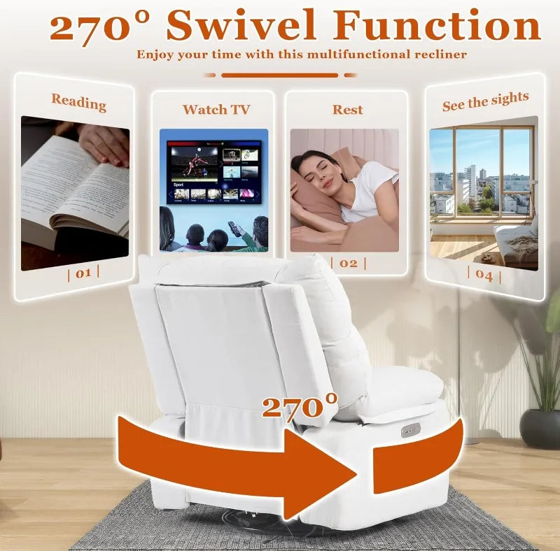Power Swivel Massage Rocking Recliner Chair with Heat & USB Ports