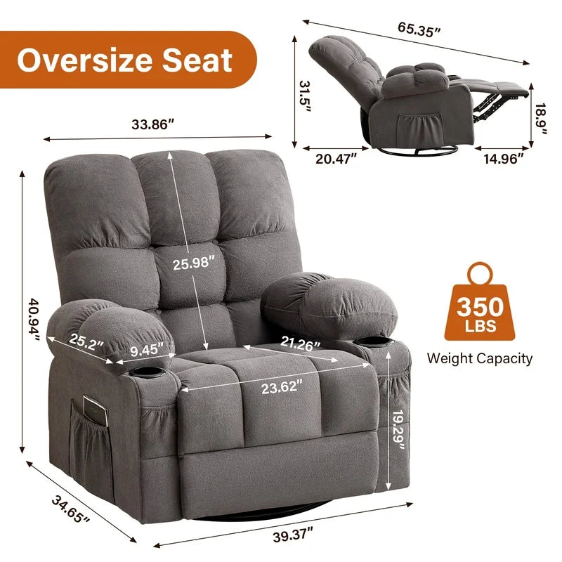 Oversized Recliner Chair with Vibration Massage & Lumbar Heating