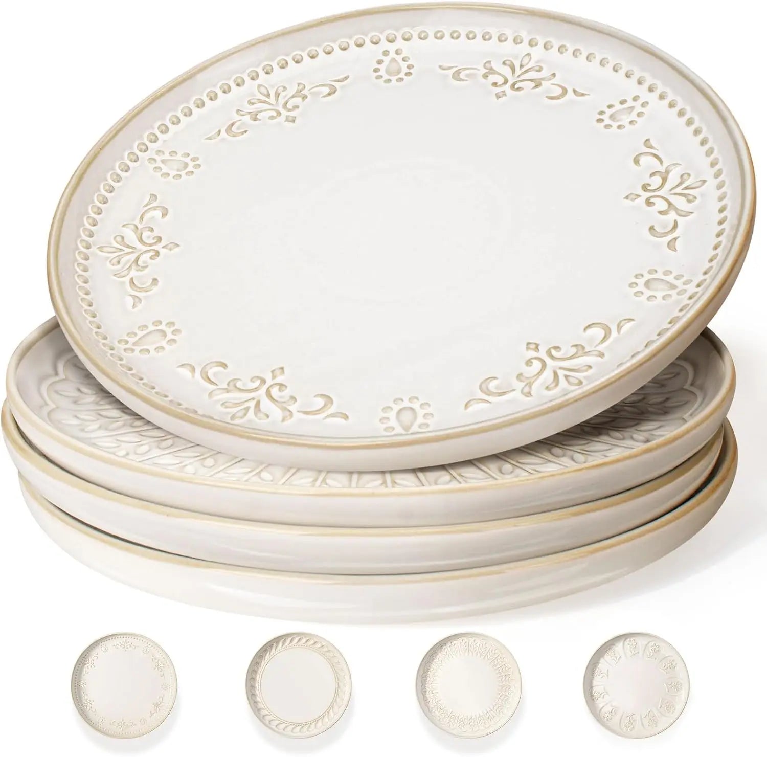 Large Ceramic Dinner Plates - Set of 4