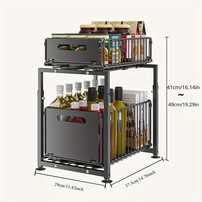 2-Tier Slide-Out Cabinet Organizer – Heavy Duty