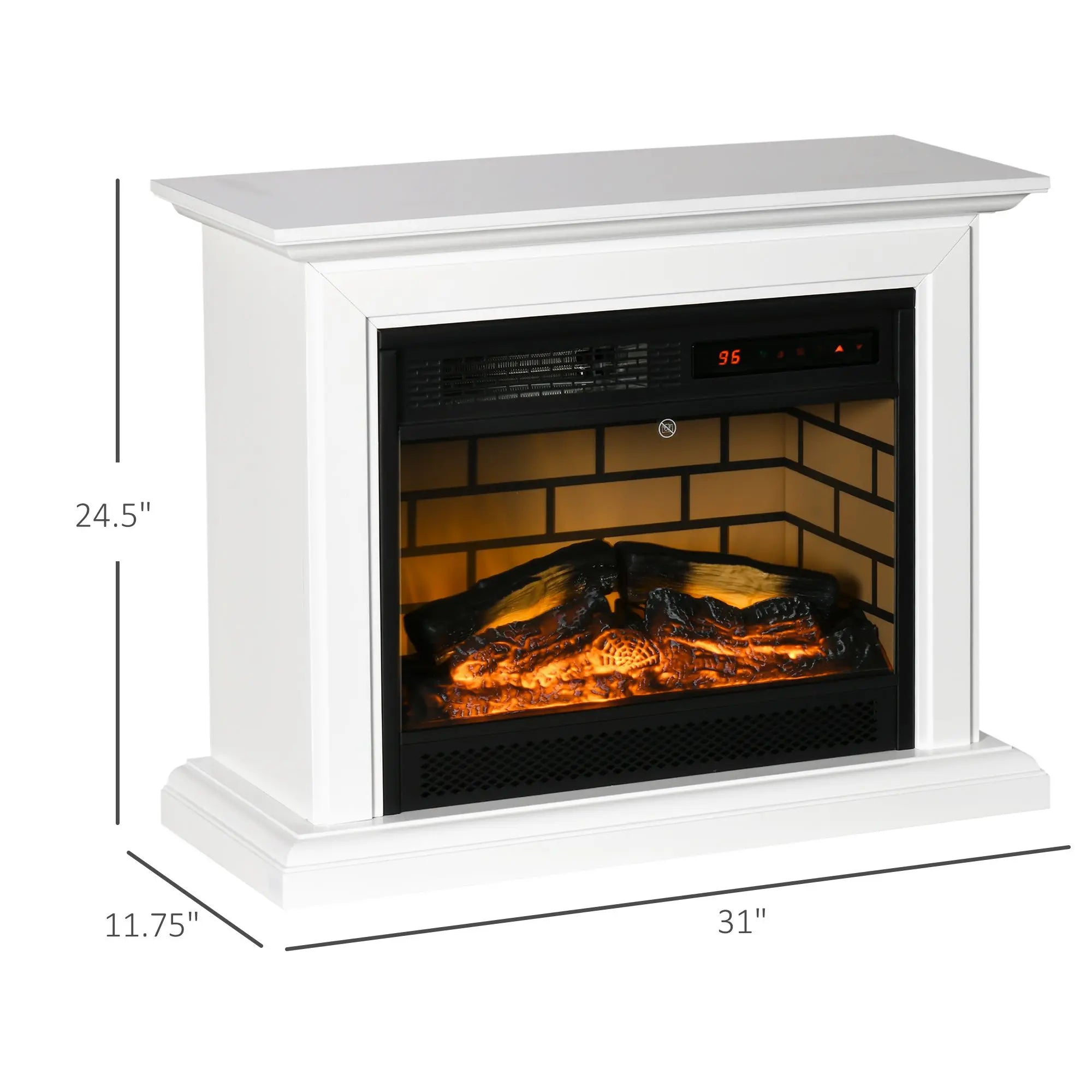 Electric Freestanding Fireplace Heater with Mantel, Dimmable Flame, Remote Control