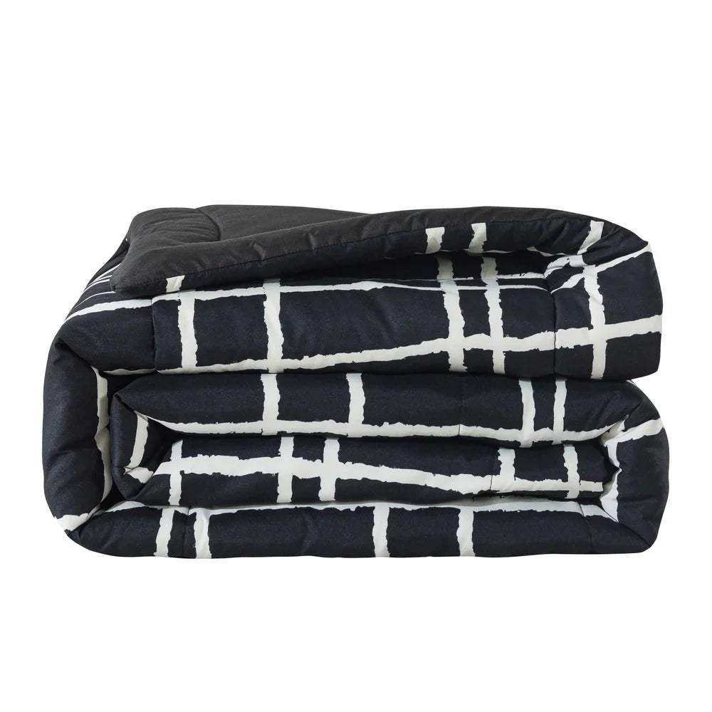 7-Piece Reversible Black & White Checker Comforter Set