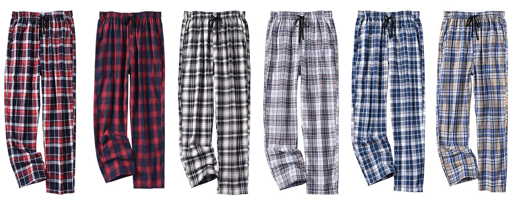 3Pcs Men’s 100% Cotton Plaid Pajama Pants